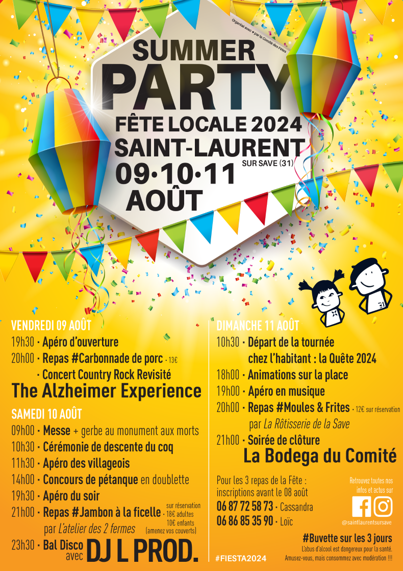 Fiesta de l'été 2024 à Saint-Laurent sur Save (31) Fiesta de l'été 2024 à Saint-Laurent sur Save (31)